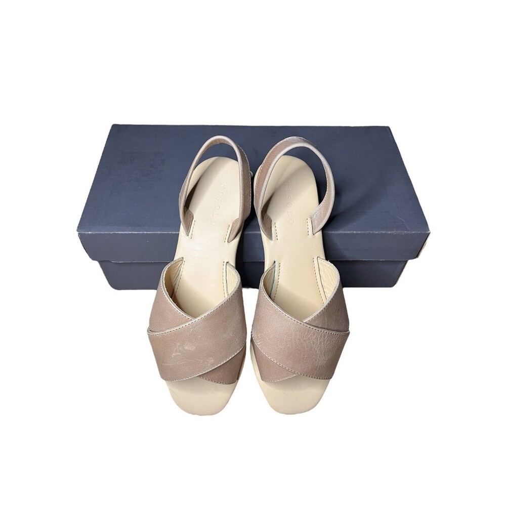 NIB Nisolo All-Day Cross Strap Sandals Almond Size 7.5